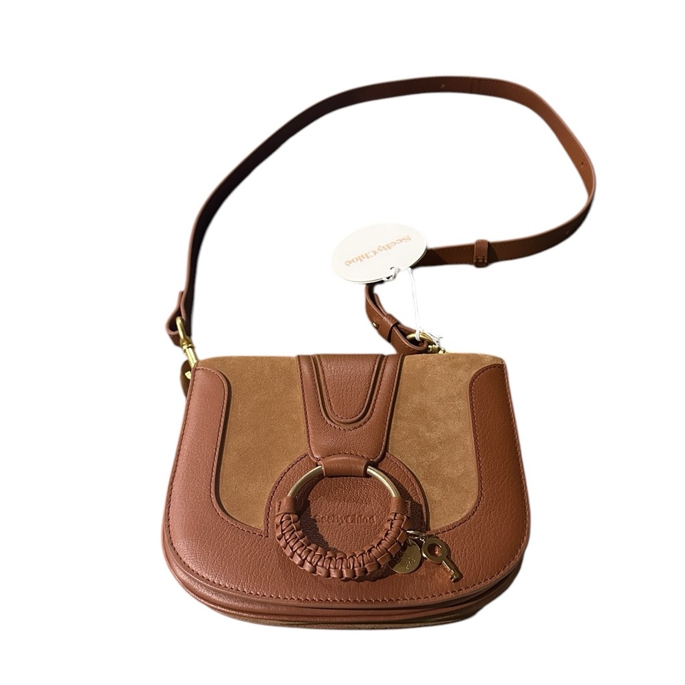 See by Chloé Hana Caramello Leather & Suede Saddle Crossbody Bag - Picture 8 of 16